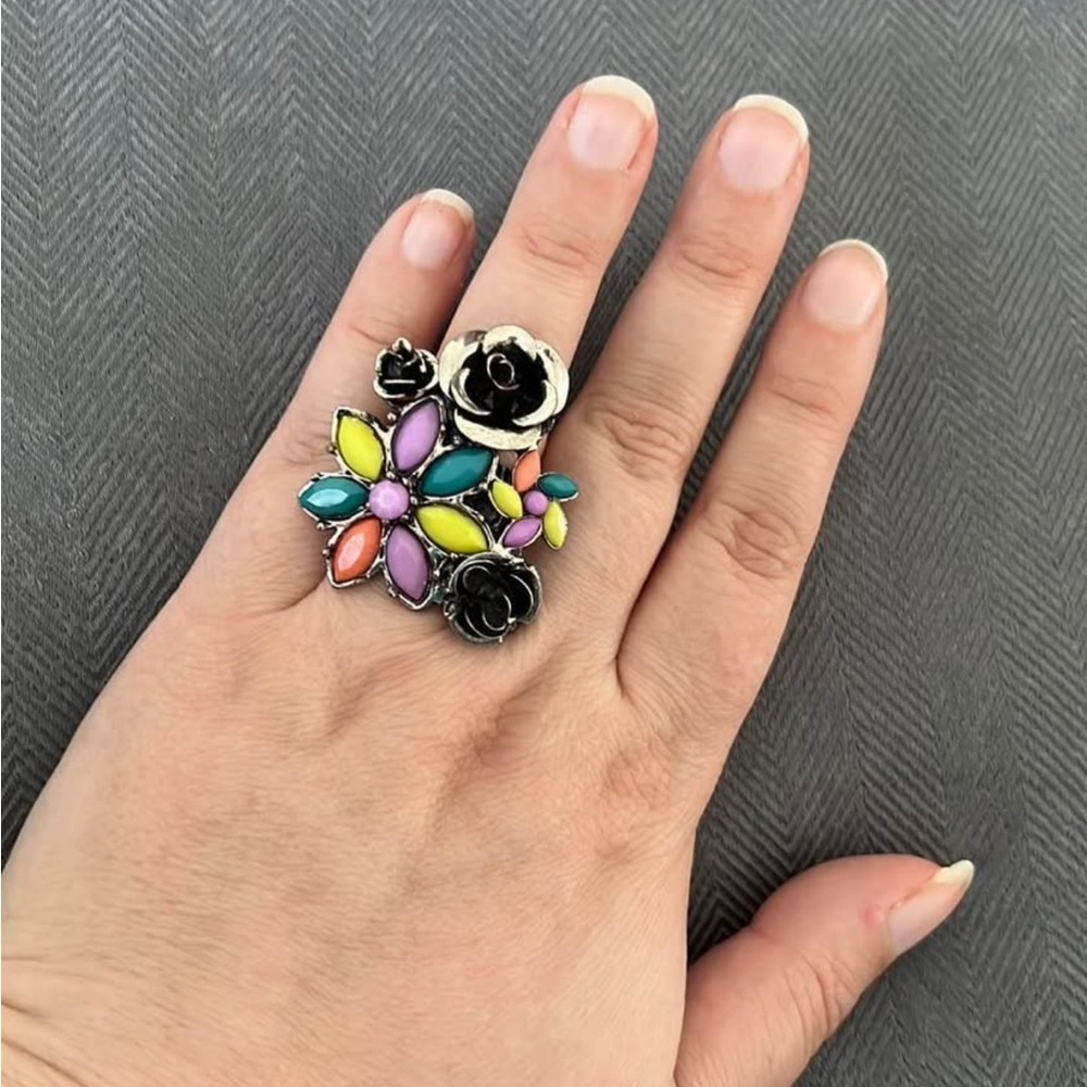 Floral Multicolor Statement Ring